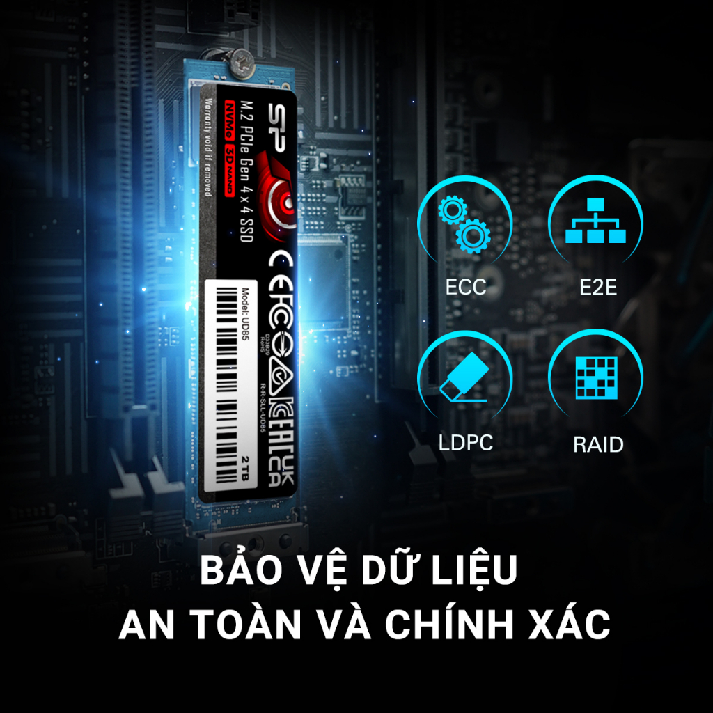 Ổ cứng SSD M2 NVME Silicon Power Đọc/Viết tối đa 3600Mb/s 2400Mb/s PCIE Gen4x4 UD85 250GB/500GB/1TB/2TB - Bảo hành 5NĂM