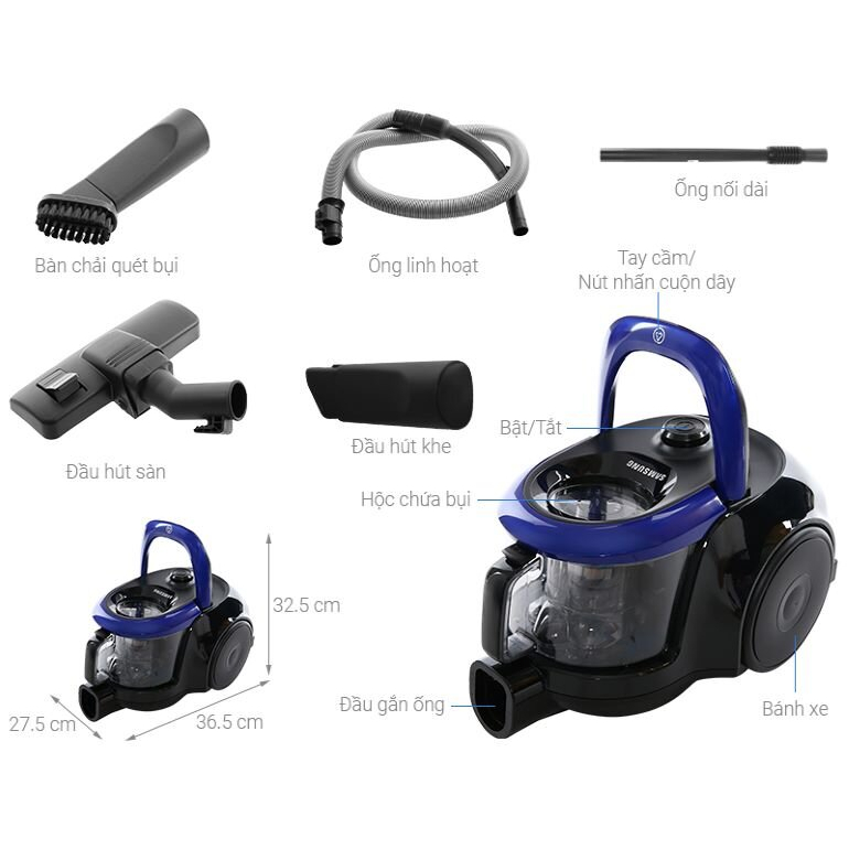 Máy hút bụi Samsung công suất 1800w VC18M2120SB/SV tiện ích
