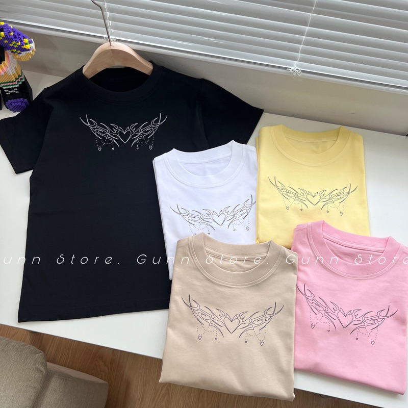 Áo Thun BABY TEE TRÁI TIM Chất Cotton 100% 2 Chiều, Form Babytee - GUNN