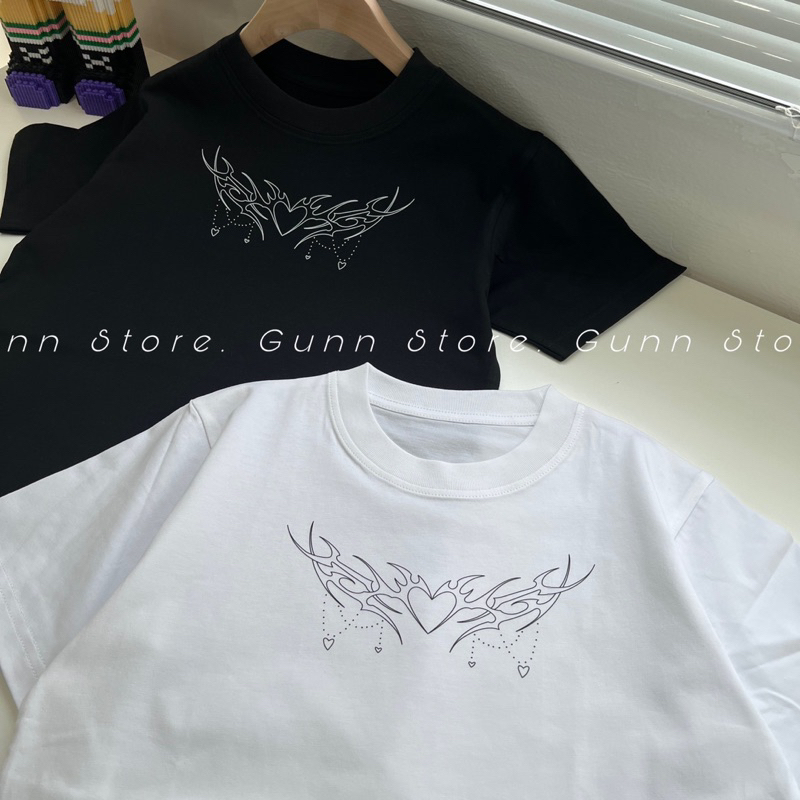 Áo Thun BABY TEE TRÁI TIM Chất Cotton 100% 2 Chiều, Form Babytee - GUNN