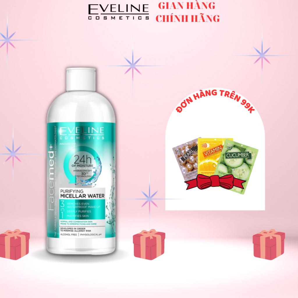 (Mua kèm deal sốc) Nước tẩy trang Eveline Facemed+ sạch sâu 3 tác động 400ML