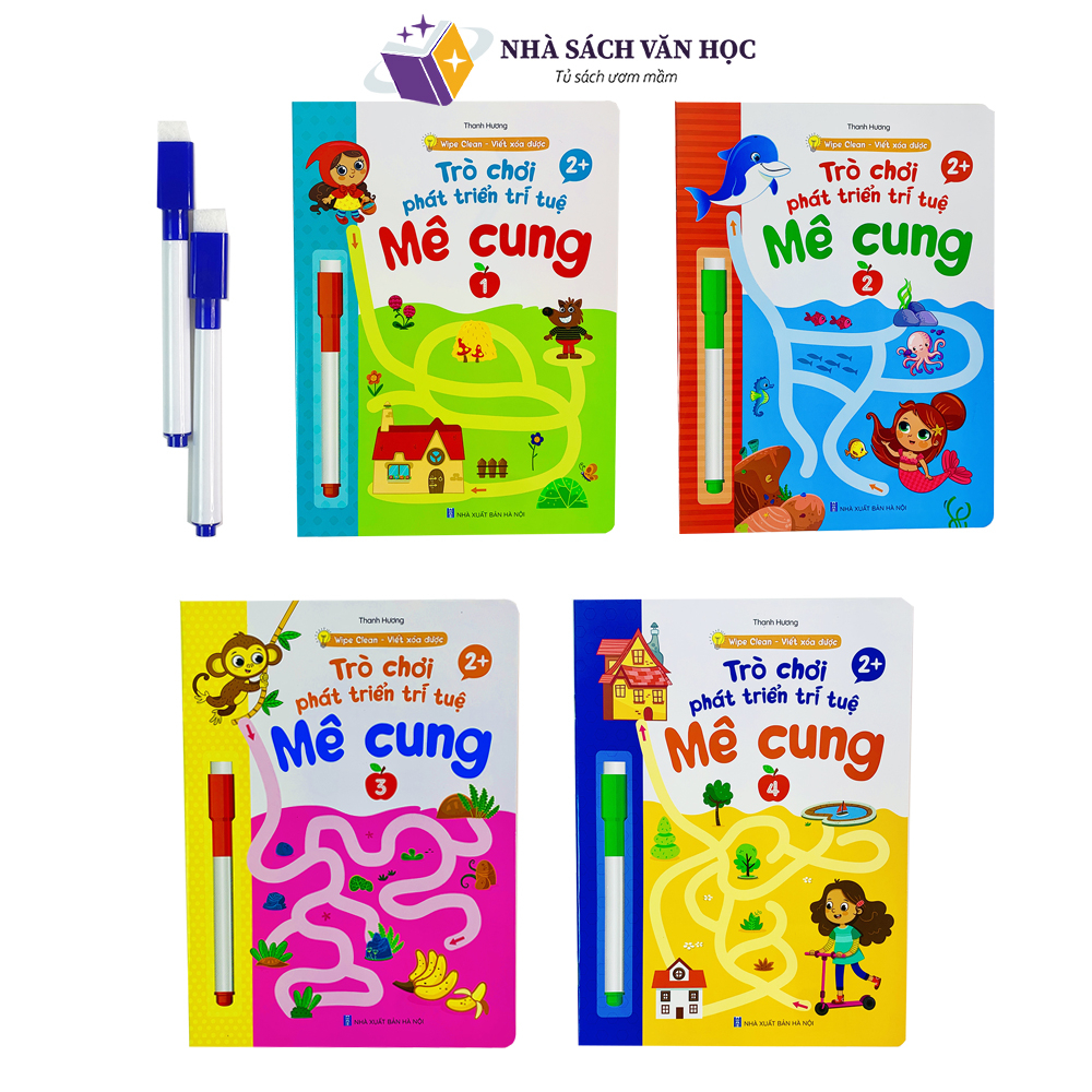 Sách - Bộ 4 Quyển Trò Chơi Mê Cung Phát Triển Trí Tuệ - Wipe Clean - Cho Bé 2-6 Tuổi