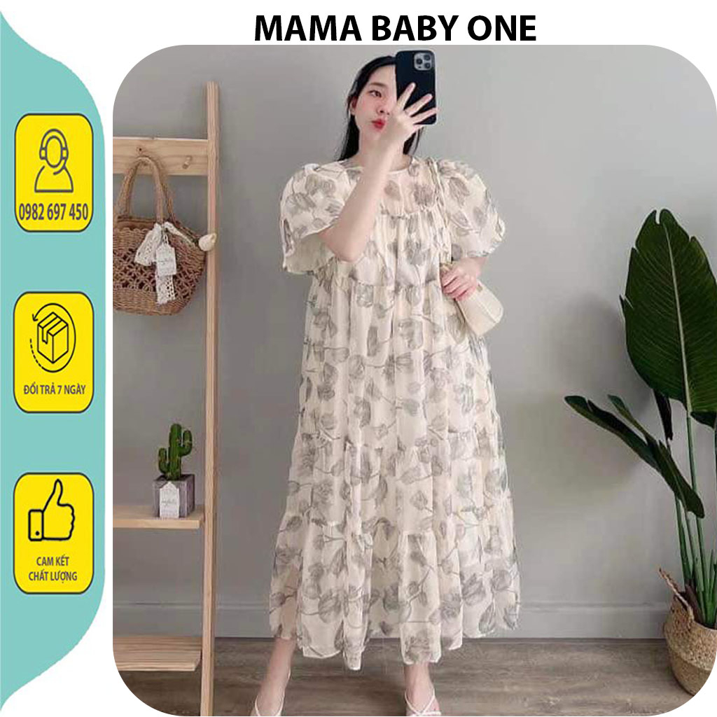 VÁY BẦU CÔNG SỞ ĐẸP-ĐẦM BẦU MÙA HÈ DỰ TIỆCVOAN HOA BABAYDOLL 2 LỚP CỰC XINH SANG CHẢNH VÁY GIÁ RẺ