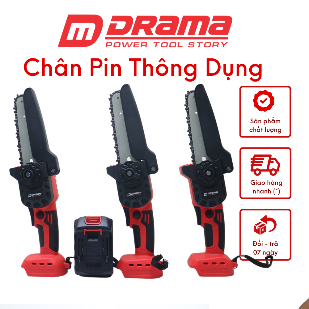 Thân Máy Cưa Xích Dùng Pin DRAMA Chân Pin Phổ Thông Không Chổi Than