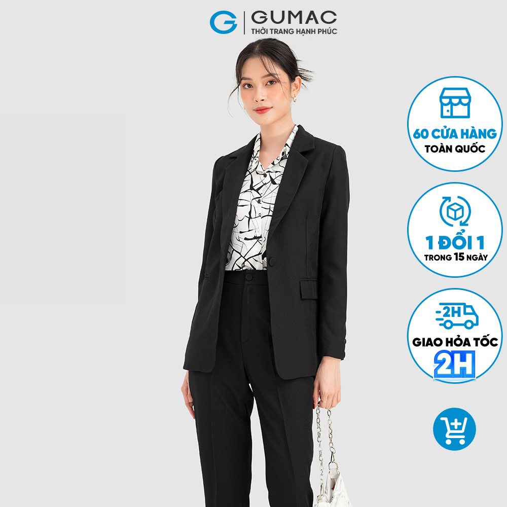 Áo vest nữ GUMAC màu đen công sở phối nút thanh lịch AC08025