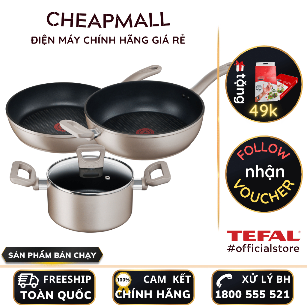 Nồi chảo nhôm chống dính đáy từ Tefal Sensations báo nhiệt thông minh - CheapMall