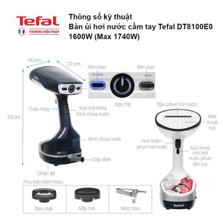 Bàn ủi cầm tay gấp gọn Tefal DT3030E0/ DT8100E0 công xuất 1300W/1740W - Hàng chính hãng, bảo hành 24 tháng
