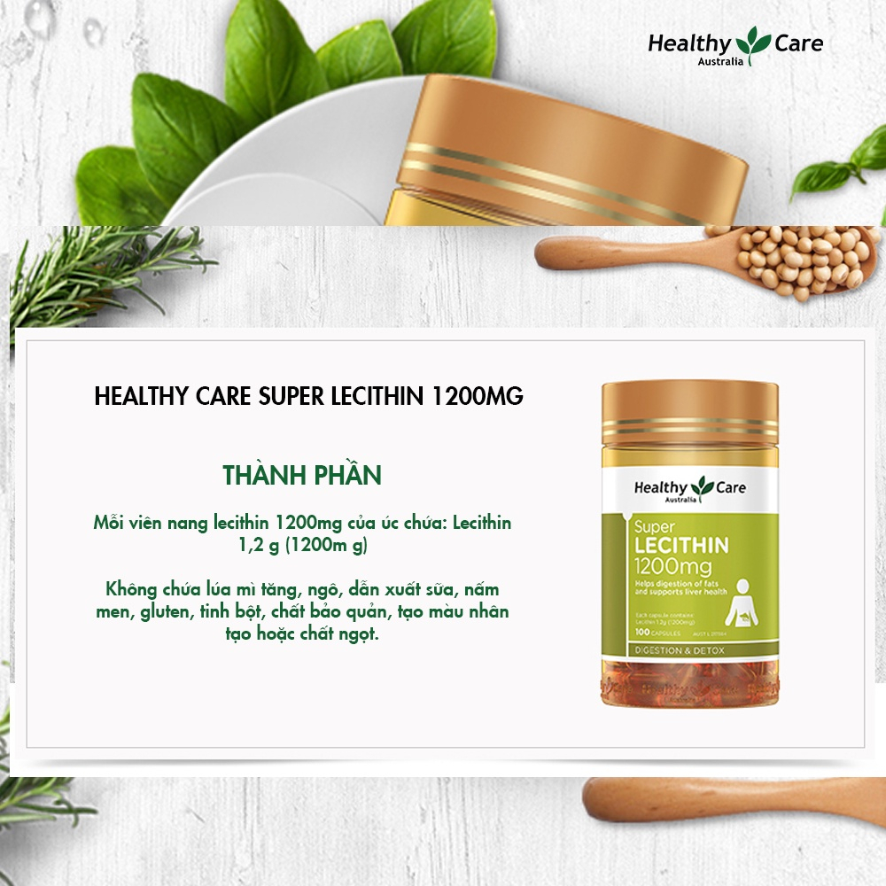 Mầm đậu nành Healthy Care Super Lecithin điều hòa nội tiết tố tăng cường sức khoẻ phái nữ 100 viên