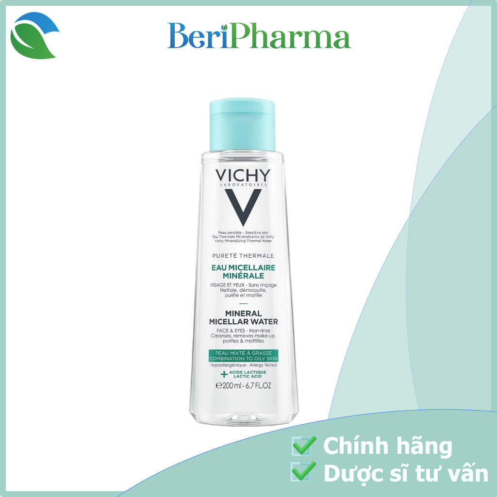 Vichy Nước Tẩy Trang Giàu Khoáng Chất Cho Da Bóng Dầu Và Da Hỗn Hợp Mineral Micellar Water To Oily Skin 200ml
