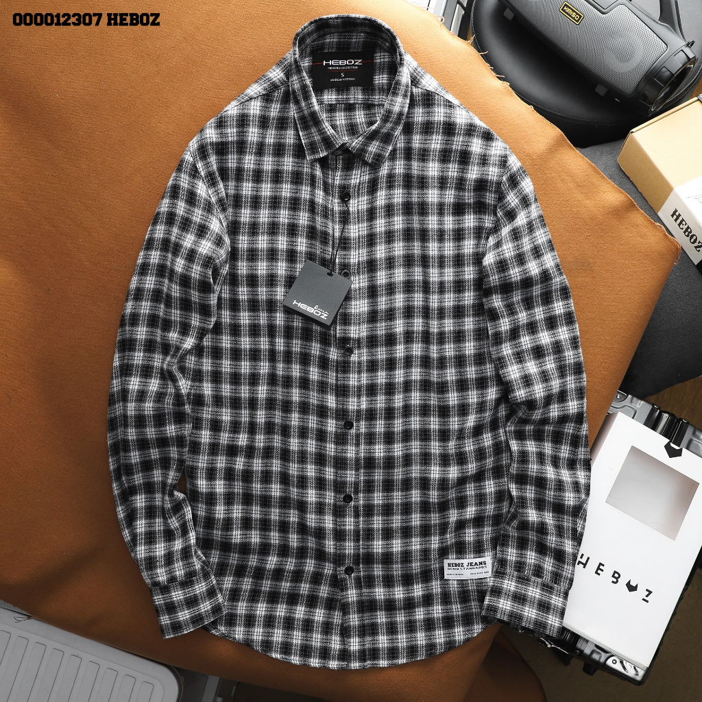 Sơ mi flanel Ss22 Heboz - chất dạ mỏng cao cấp mềm mịn, form slimfit - 00001307