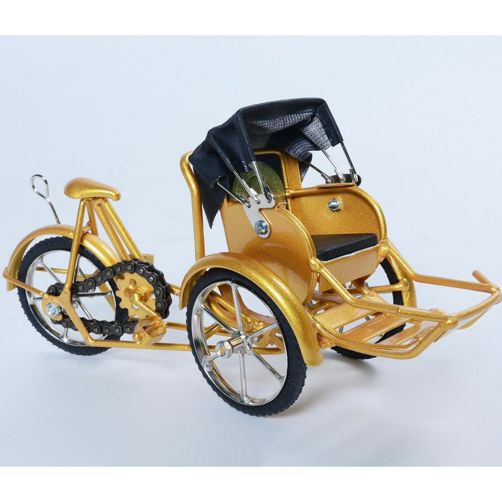 Mô hình xích lô kim loại hàng chất lượng cao, handmade 100% từ đồng, sắt kẽm,  kích thước 23x10x13 cm