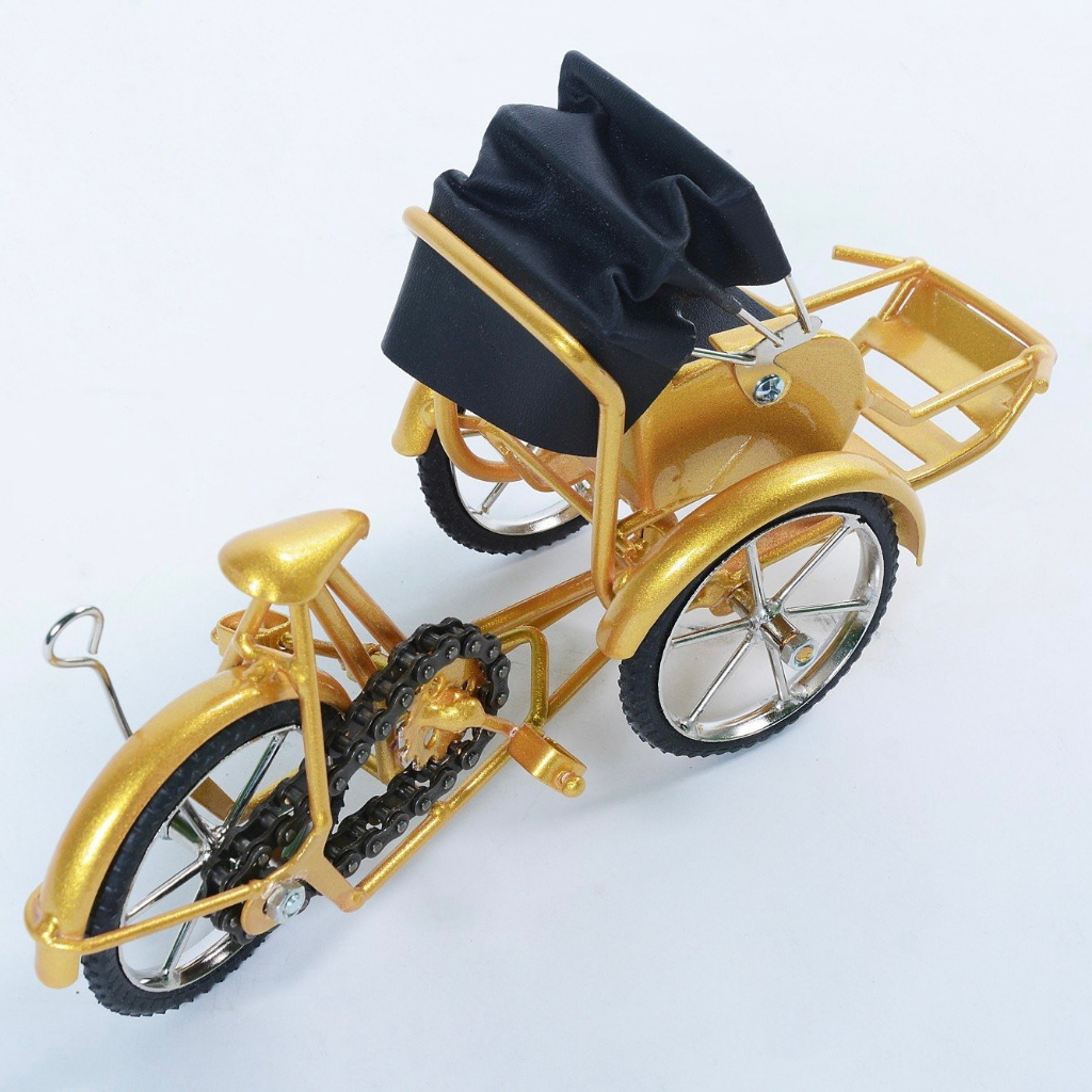 Mô hình xích lô kim loại hàng chất lượng cao, handmade 100% từ đồng, sắt kẽm,  kích thước 23x10x13 cm