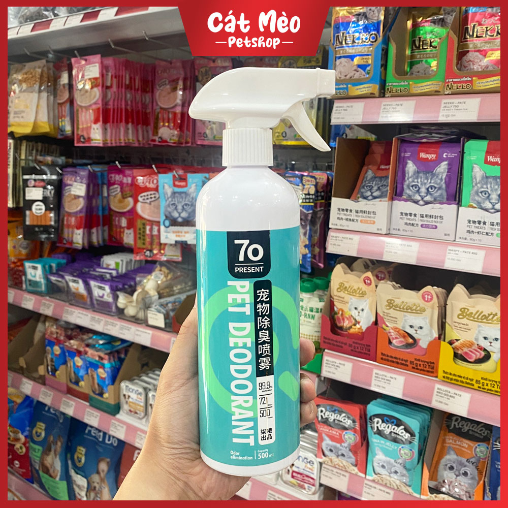Xịt Khử Mùi Diệt Khuẩn 70 Present 500ML - Xịt Chuồng Trại, Sinh Hoạt Thú Cưng