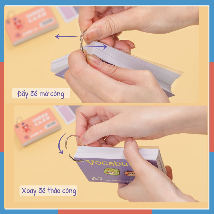 Tập thẻ Vocabulary Card 85 tờ A7 Klong MS 913 Flash Card học ngoại ngữ bìa dễ thương định lượng 140/92