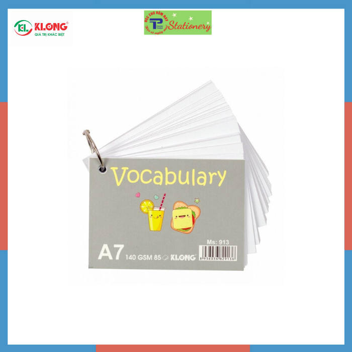 Tập thẻ Vocabulary Card 85 tờ A7 Klong MS 913 Flash Card học ngoại ngữ bìa dễ thương định lượng 140/92