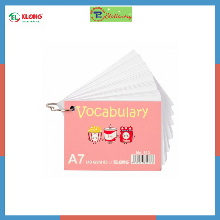 Tập thẻ Vocabulary Card 85 tờ A7 Klong MS 913 Flash Card học ngoại ngữ bìa dễ thương định lượng 140/92