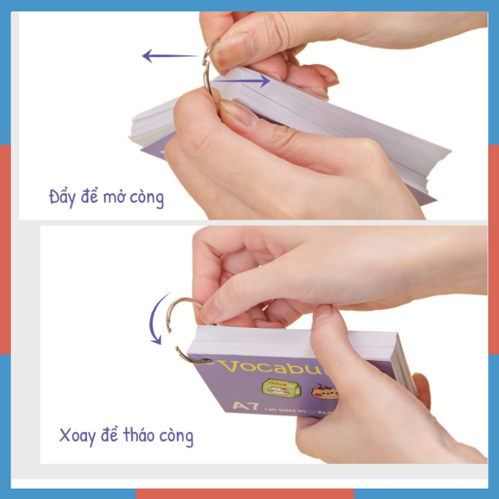 Tập thẻ Vocabulary Card 85 tờ A7 Klong MS 913 Flash Card học ngoại ngữ bìa dễ thương định lượng 140/92