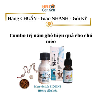 Combo hỗ trợ trị nấm, ghẻ cho chó mèo ( Tinh dầu tỏi 10ml, Men vi sinh 40g)