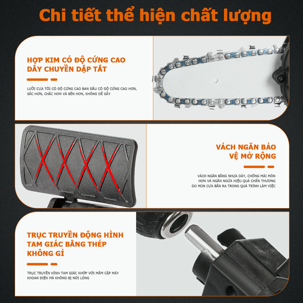 đầu chuyển đổi máy khoan thành máy cưa xích,Đầu Cắt Gỗ, Lưỡi Cưa Xích Gắn Khoan pin Khoan điện cầm tay