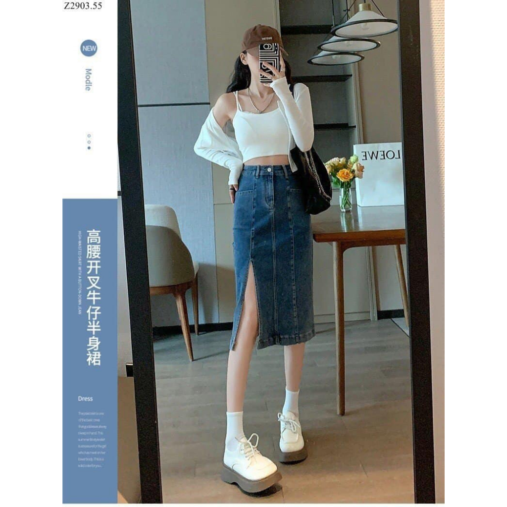 CHÂN VÁY JEAN XẺ ĐÙI