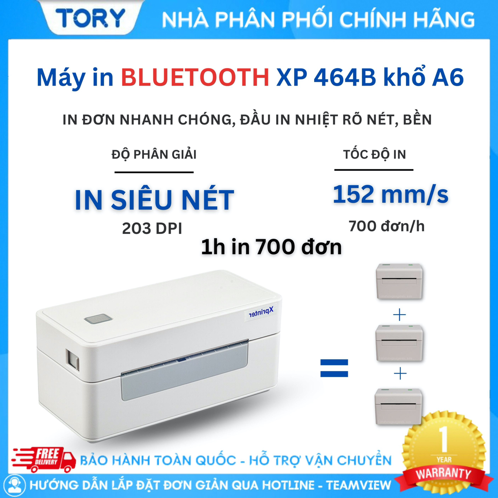 [XP-464B] [IN ĐIỆN THOẠI] Máy in đơn hàng, tem nhãn kết nối điện thoại Xprinter khổ A6 in qua Bluetooth, Wifi không dây