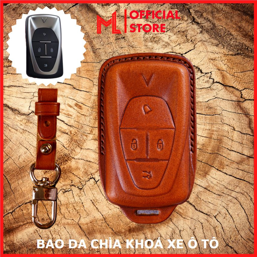 Bao Da Chìa Khoá Ô Tô VIN-E4 Vinfast E34, VF E34, VF 8, VF 9, VF8, VF9 xe điện VFE34 Smartkey 4 Nút Bấm Ốp Khoá Ép Form