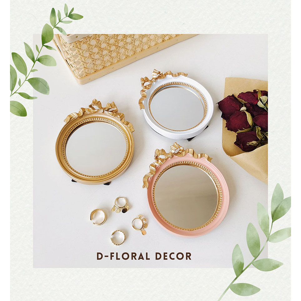 Gương tròn vintage cổ điển - gương, khay trang sức vintage