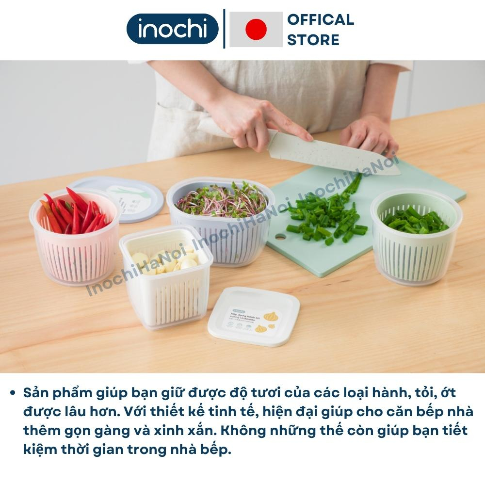 Hộp đựng hành tỏi ớt gừng gia vị thực phẩm trữ đông inochi Hokkaido thoát nước thông minh nắp kín tránh mùi tiện lợi