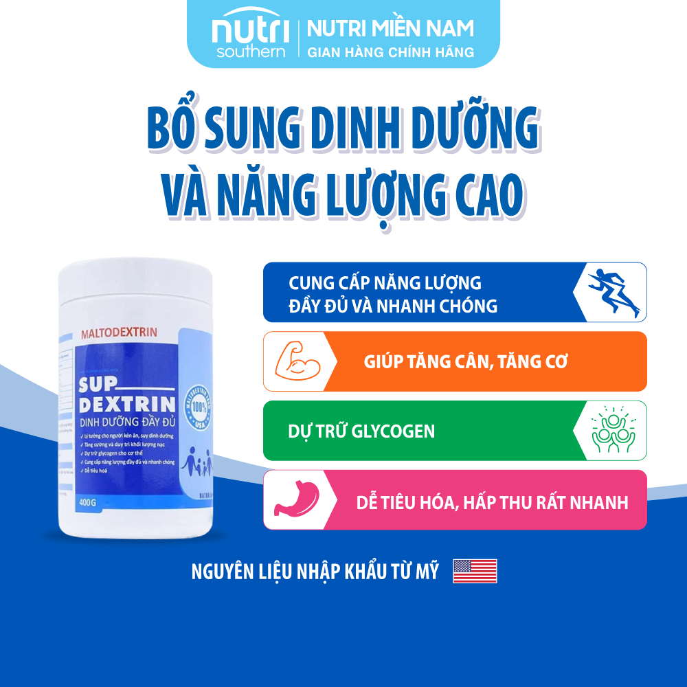 Bột Maltodextrin SUPDEXTRIN 400g - Bổ sung năng lượng cao cho người cần năng lượng, người gầy yếu và trẻ suy dinh dưỡng
