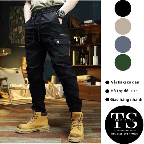 Quần Jogger túi hộp , Jogger kaki TSstore95 vải kaki hàn dày dặn, túi hộp đôi đóng khuy có nắp túi 4 màu-tsstore95