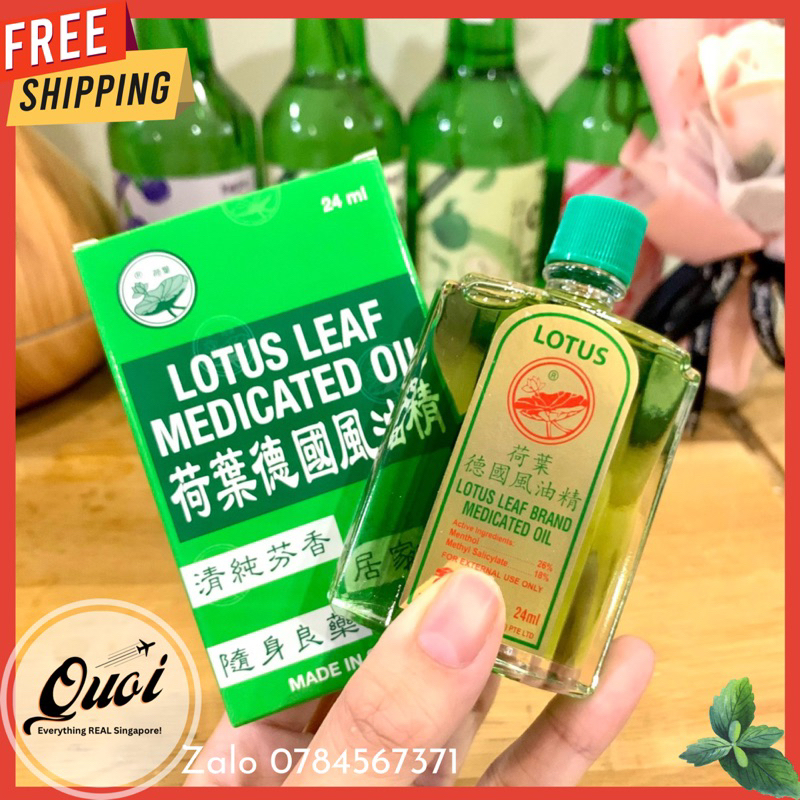 Dầu gió Lá Sen - Lotus Leaf Medicated Oil - Dầu lá sen chính hãng, chai thủy tinh 24ml