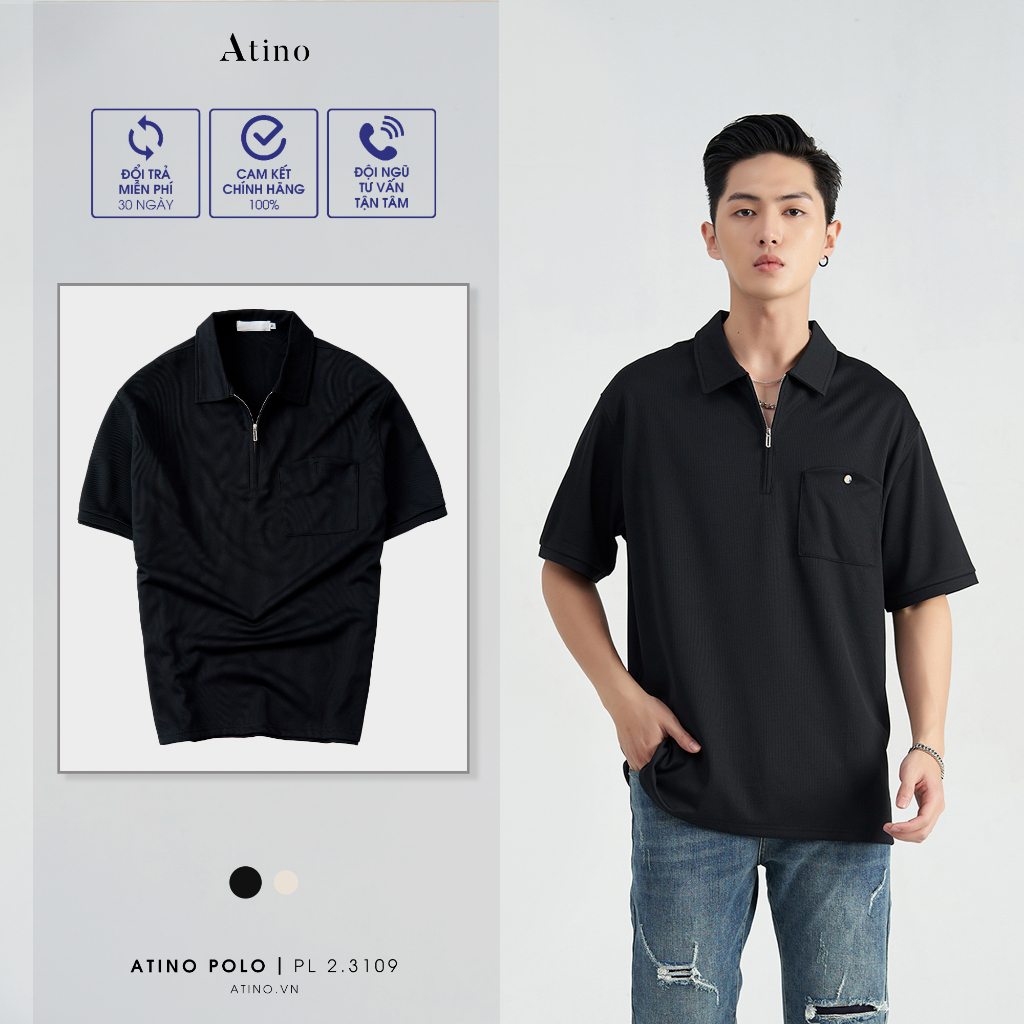 Áo Polo Nam ATINO vải cá sấu Cotton thoáng mát trẻ trung chuẩn form regular PL2.3109