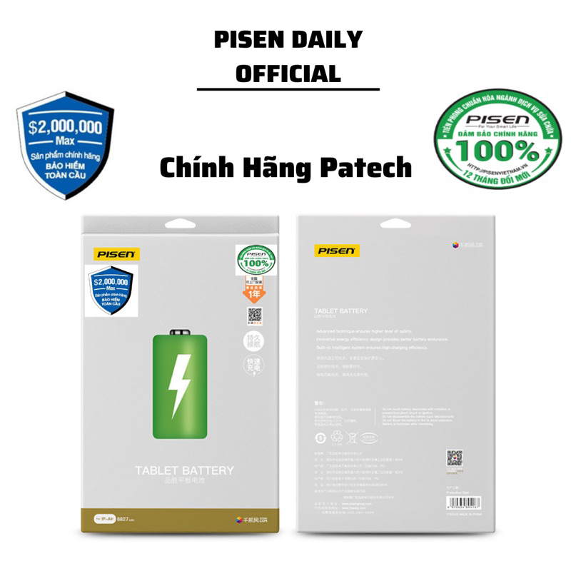 Pisen | Pin Máy Tính Bảng Táo Full Dòng Mini/Air/Pro 3/4/5/6/7 Chính Hãng Pisen Việt Nam