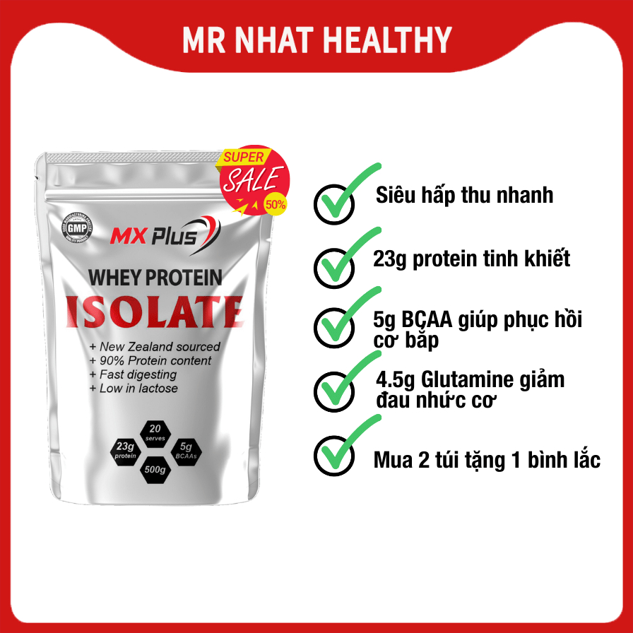 Whey Protein Isolate Mx Plus Tăng Cơ Giảm Mỡ (500gram) Mr Nhat Healthy