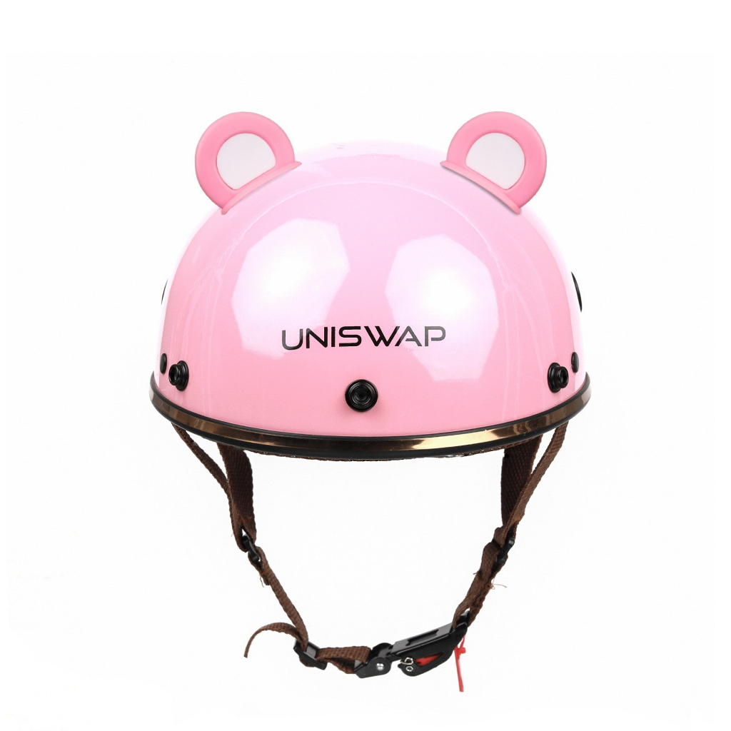 Nón bảo hiểm nửa đầu UNISWAP gắn tai gấu 2line đáng yêu đi học, đi làm, đi phượt, hàng chất lượng chuẩn thương hiệu