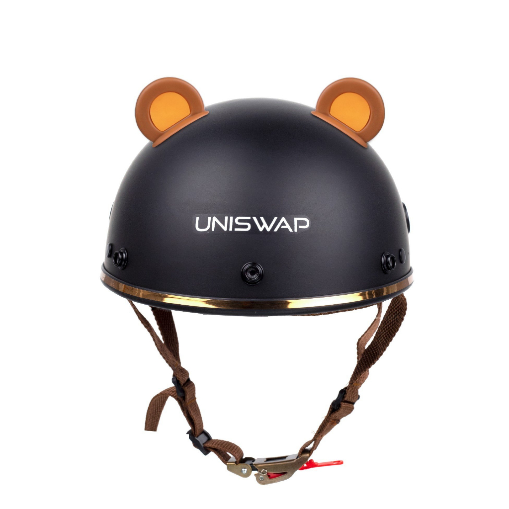 Nón bảo hiểm nửa đầu UNISWAP gắn tai gấu 2line đáng yêu đi học, đi làm, đi phượt, hàng chất lượng chuẩn thương hiệu