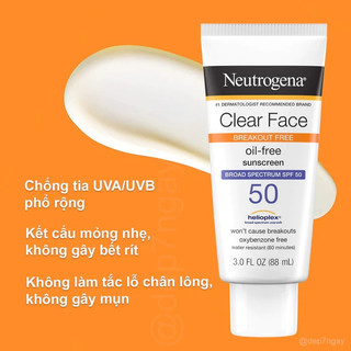 Kem chống nắng Neutrogena Clear Face SPF 50 ( 88mL )