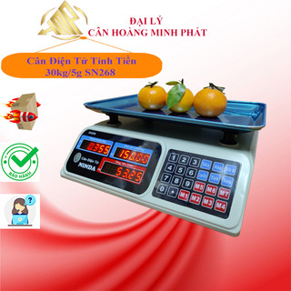 Cân Điện Tử Tính Tiền Ninda SN268 30Kg/5gam. Màn Hình 2 Mặt_Bảo Hành 2 Năm