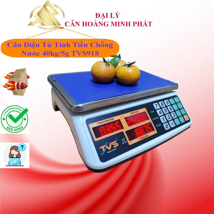 Cân điện tử chống nước tiếng việt 40kg/5gam TVS918 cao cấp.Bảo hành 2 năm