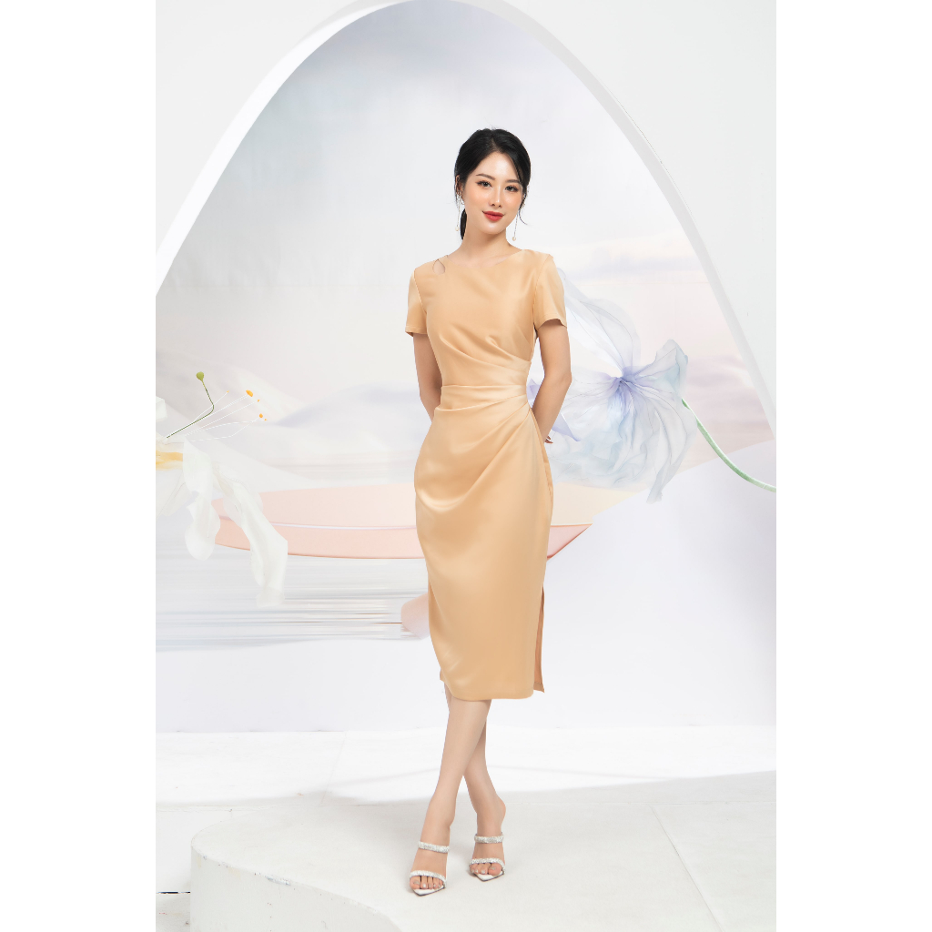 Đầm thiết kế cho nữ trung niên, chất liệu lụa mango cao cấp, thiết kế sang trọng, lịch sự Thiều Hoa DD2Y0817