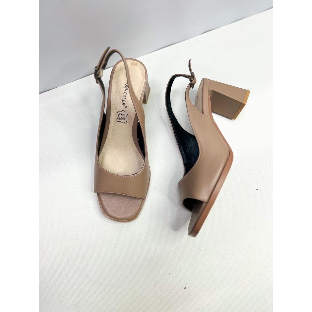 Sandal Nữ Da Thật Gót Trụ Cao 7cm VNXK