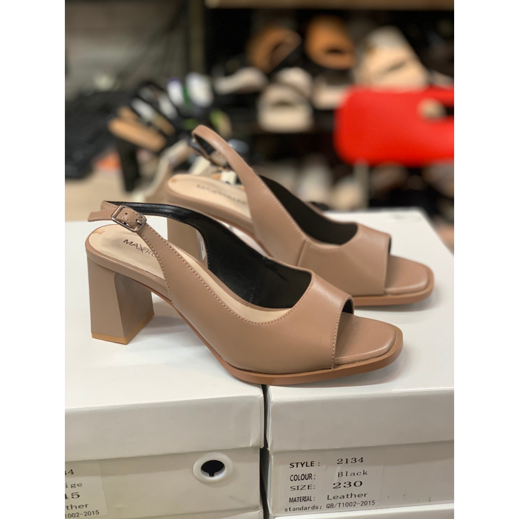 Sandal Nữ Da Thật Gót Trụ Cao 7cm VNXK