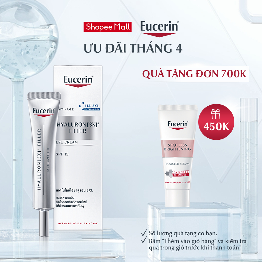 Kem dưỡng giảm nếp nhăn vùng mắt Eucerin Hyaluron [3X]+ Filler Eye Cream SPF15 15ml