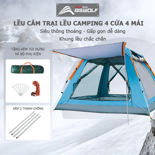 Lều Cắm Trại Lều Tự Bung Camping Dã Ngoại Lều 4 Mái Thông Thoáng Cho 2-3 Người Hai Lớp Dễ Dàng Gấp Gọn