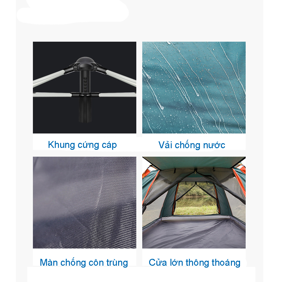 Lều Cắm Trại Lều Tự Bung Camping Dã Ngoại Lều 4 Mái Thông Thoáng Cho 2-3 Người Hai Lớp Dễ Dàng Gấp Gọn | BigBuy360 - bigbuy360.vn