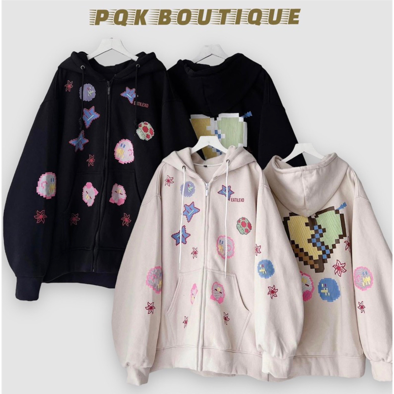 [chính hãng] Áo Khoác Zip Kéo Form Rộng ICON GAME CUTE - pqk boutique