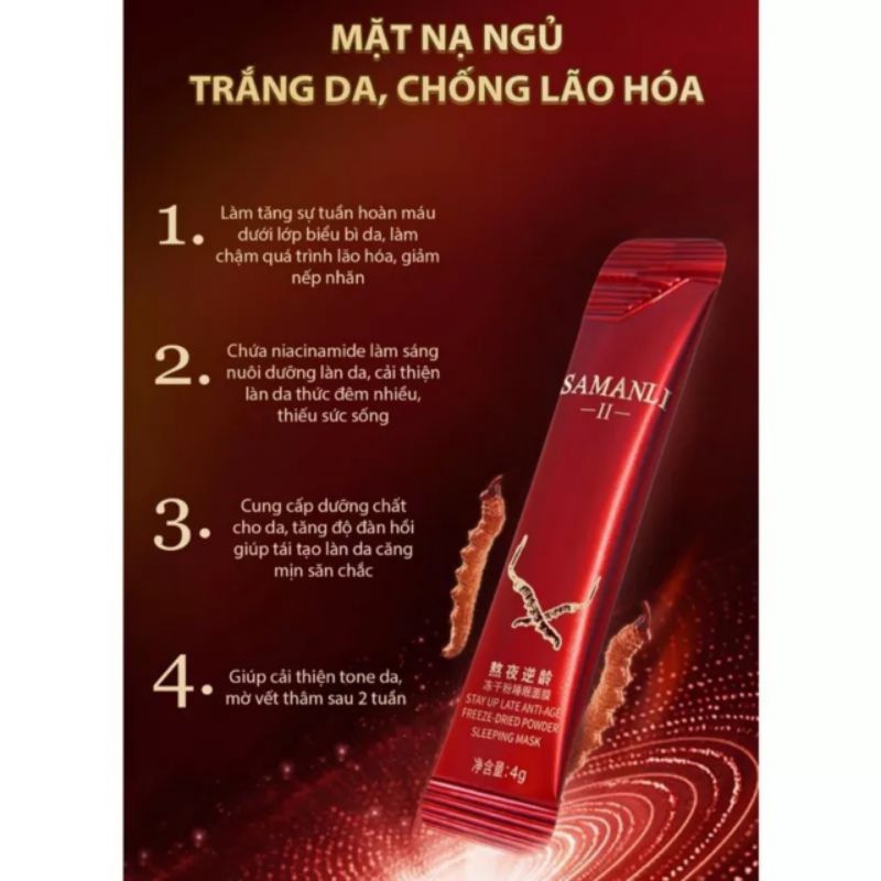 Hộp 20 Gói Mặt Nạ Ngủ Đông Trùng Hạ Thảo, Gỉam Nếp Nhăn Trẻ Hóa Làn Da