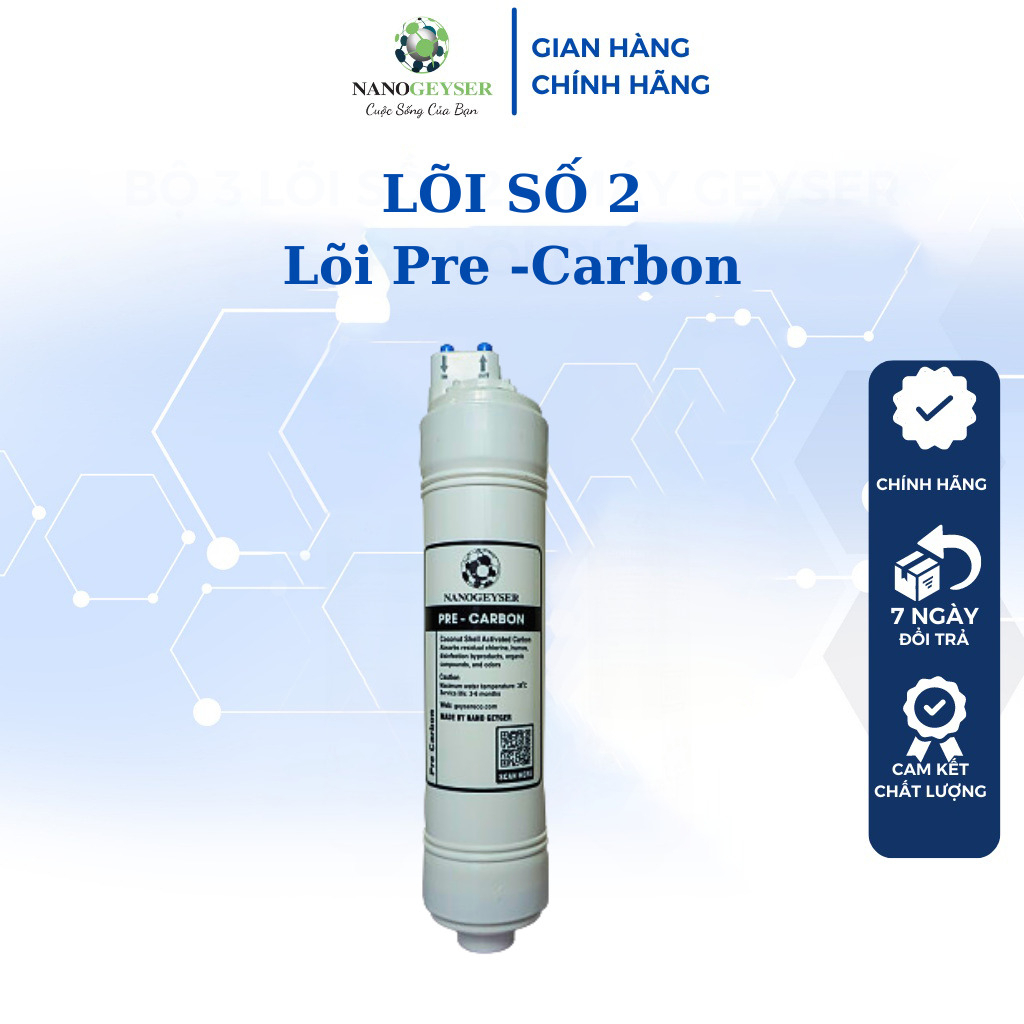 Lõi lọc nước 123 lõi đúc NANO GEYSER dùng cho tất cả các dùng máy RO, lõi lọc Sediment 5MCR, Pre Carbon, Sediment 1MCR