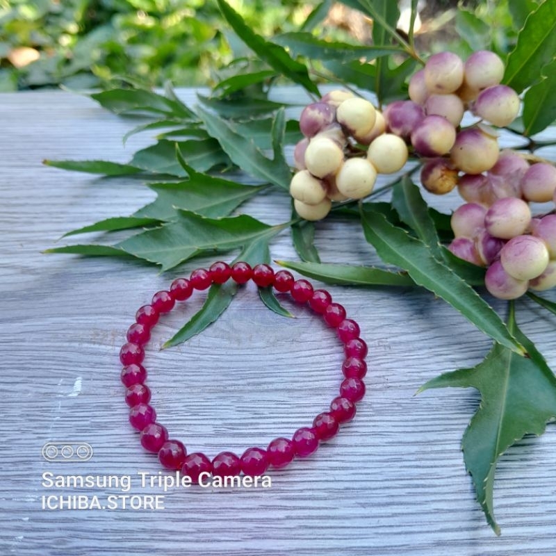 Vòng tay T h ạ c h A n h đỏ cắt giác 6mm