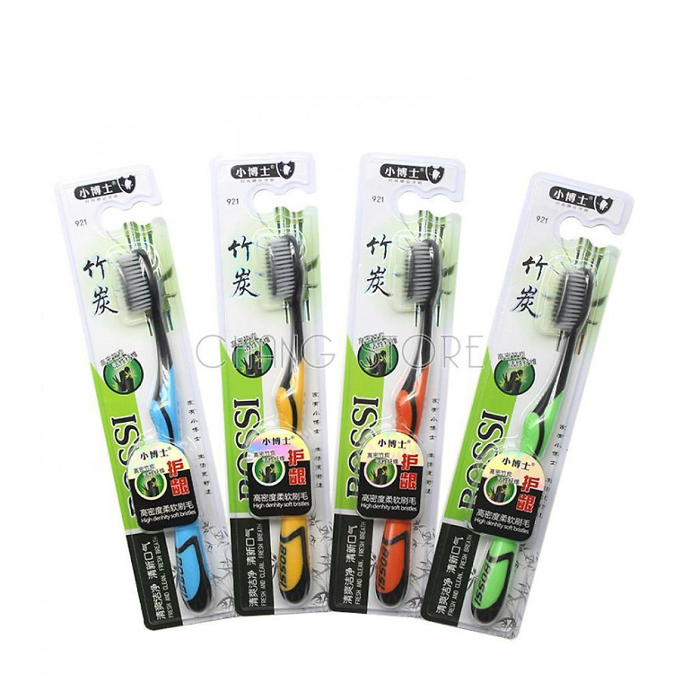 💗FREESHIP💗Hộp 30 bàn chải đánh răng than hoạt tính Bossi, Bàn chải đánh răng Lông bàn chải mềm mại bảo vệ răng lợi